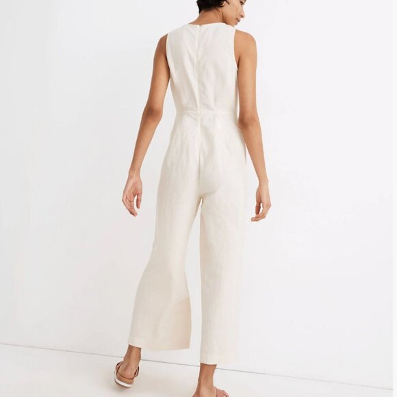 Madewell Linen-Blend Sleeveless Button-Front Jumpsuit Size 4 - Picture 2 of 9